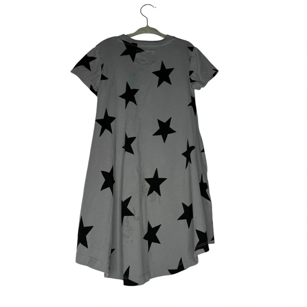 Nununu Star Print High-Low Dress • Size 3-4 • Gray & Black • Kids